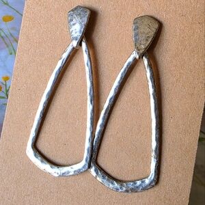 Modern Hammered Silver Color Geometric Earrings